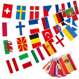 24 Countries Flags Bunting Euro 2024 Decoration 8 m Flags of the World Bunting Fabric European Championship 2024 Fan Item for Football Euro 2024 Decoration Olympic Decoration Bar Party Flag Chain (14