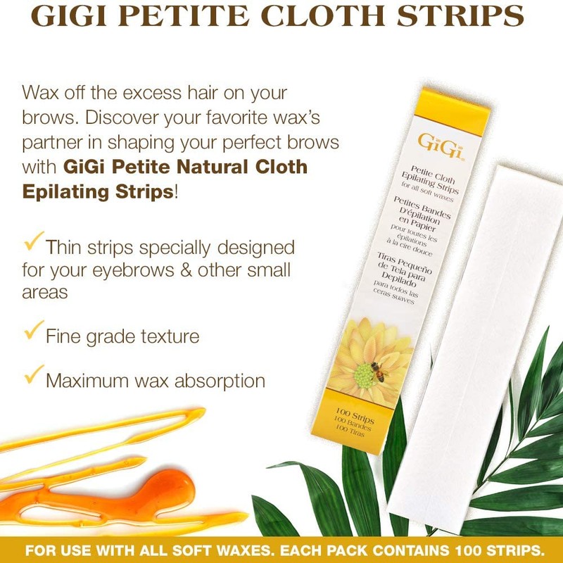 GiGi Waxing Strips for Hair Waxing/Hair Removal, Petite Cloth Strips