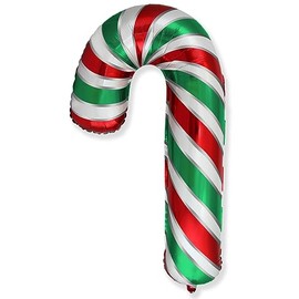 Flexmetal XL Supershape Christmas Candy Cane 39" x 25" Suitable for Air or Helium Perfect Birthday Party Decoration (Red & Green)