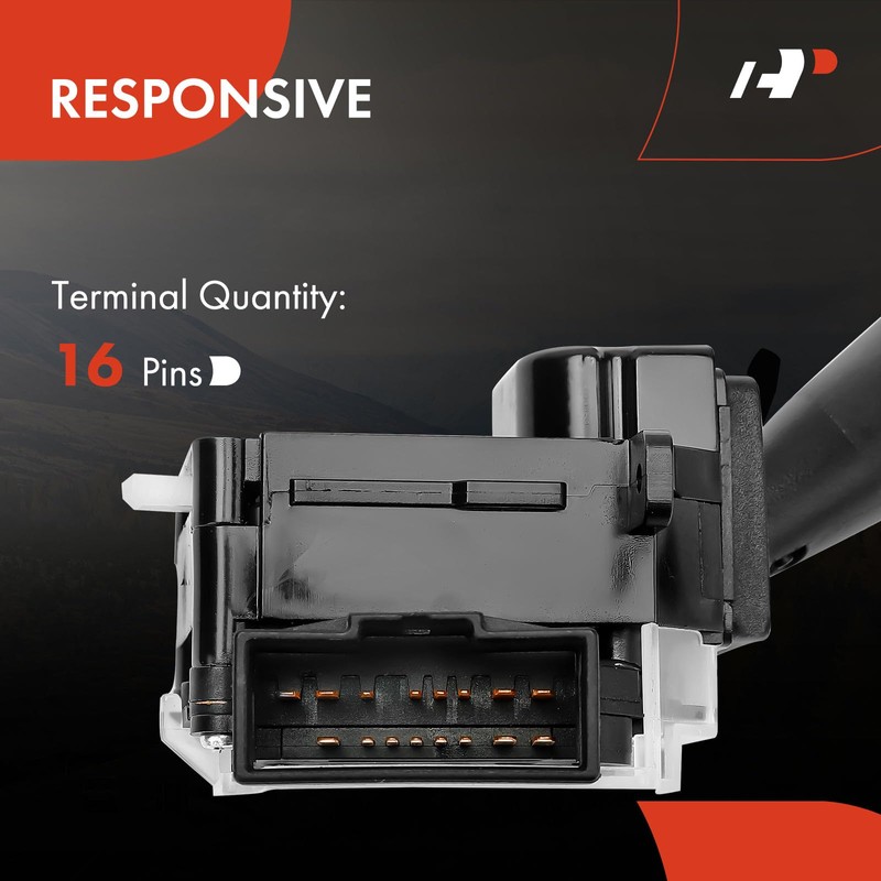 A-Premium Multifunction Turn Signal Switch, Push Button, Manual, Black, Compatible