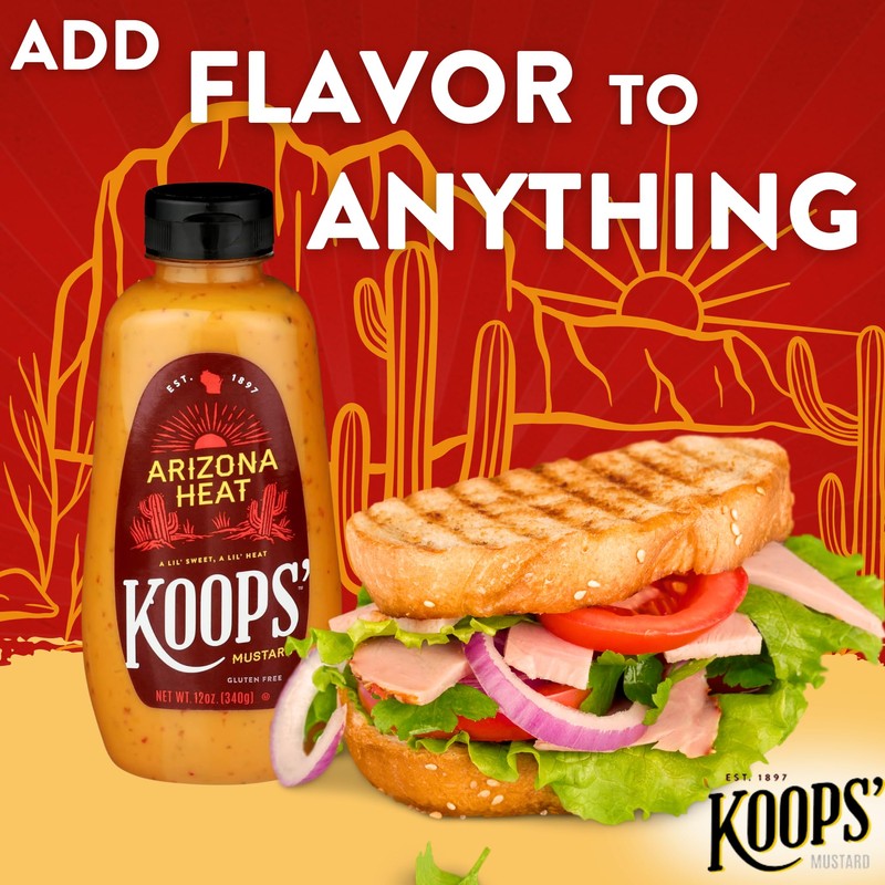 Koops' Arizona Heat Mustard – Sweet and Spicy Mustard, Gluten-Free,