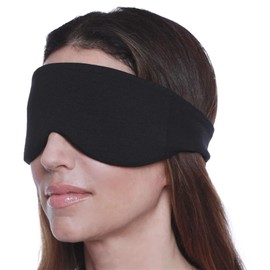 Happyluxe Escape Sleep Mask - Buttery Soft Airplane Eye Mask for Sleeping or Napping in Bed. Machine Washable. - Jet Black, Made in USA