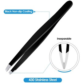 4-Piece Professional Tweezers Set with Case | Stainless Steel | Best Precision for Eyebrow, Splinter & Ingrown Hair Removal | Includes: Slant, Point, Straight, Point/Slant