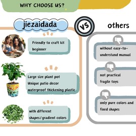 jiezaidada Mosaic Craft Kit for Adults, Arts and Crafts Hobbies for Women & Men, Flowerpot Planter DIY with Step-by-Step Guide, Christmas Home Decor Gifts