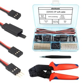 30 Sets Servo Connector Male Female Plug Crimp Pin Cable Kit Compatible with Futaba JR Hitec Spektrum RC Connectors (with Crimping Tool)