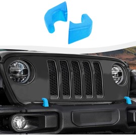 SQQP Bumper Tow Hook Covers 2Pcs Fit for 2007-2018 Jeep Wrangler JK JKU/for 2018-2024 JL JLU & Jeep Gladiator JT Exterior Accessories(Light Blue)