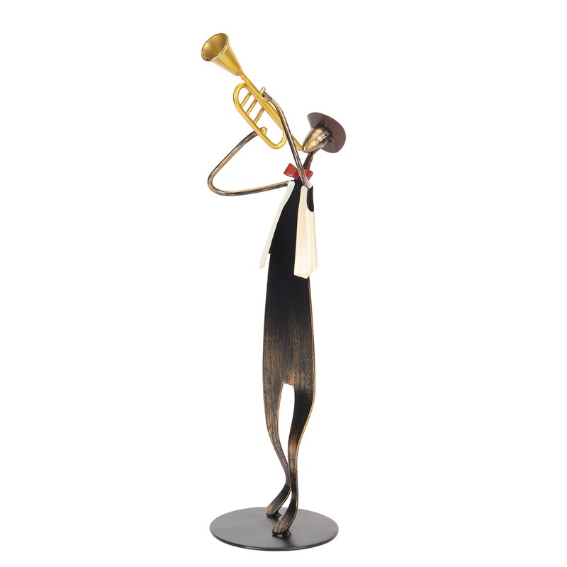 Trumpet Player Figurine Modern Abstract Handcrafted Metal Musician Sculpture for