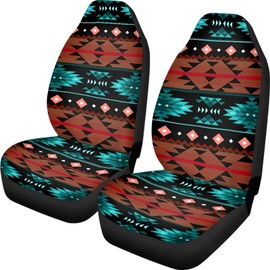 UNICEU Southwestern Navajo Geometric Car Seat Covers 2 Pcs Auto Interior Decorations Soft Durable High Back Seat Protector Covers Universal Fit Trucks SUV Van