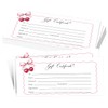 25 Bow Cherry Gift Certificates for Business, Pink Blank Gift