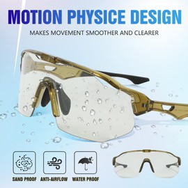 OZOKSKS Photochromic Cycling Glasses Men Women Mountain Bike Sunglasses Clear Bicycle Riding Sports Sunglasses for Men Women Youth (Green Frame Grey Lens)