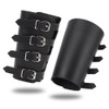 NBEADS 1 Pair Arm Guards, Black Medieval PU Buckle Bracers