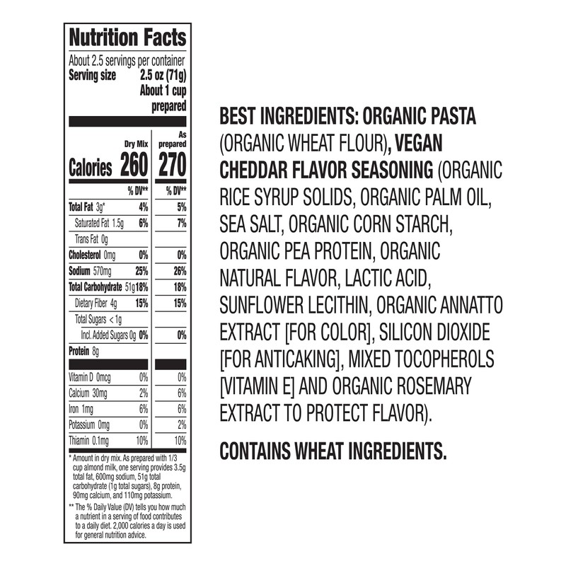 Annie's Vegan Mac and Cheddar Flavor Pasta and Sauce, Organic,