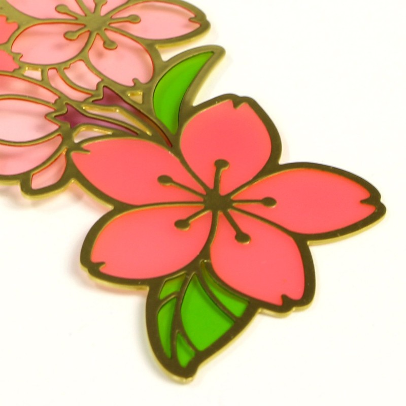 Chikhiko 12531 Stained Glass Style Bookmark Die-Cut Cherry Blossom Gold
