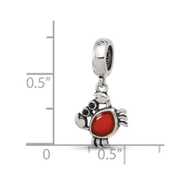 JewelryWeb 2.46mm 925 Sterling Silver Reflections Crystal and Enamel Crab Dangle Bead Charm Pendant Necklace for Women