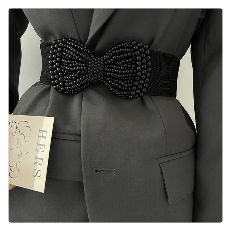 Oyccen Bow Knot Stretch Wide Belt for Women Elastic Dress