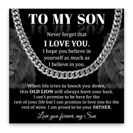 To My Son Necklace, Cuban Chain Necklace For Son, Son Necklace From Mom And Dad, Son Gifts From Father, Necklace Gifts For Son Birthday Graduation Christmas Wedding, Anniversary Necklace For Son