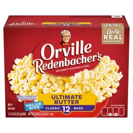 Orville Redenbacher’s Microwave Popcorn Value Size, Ultimate Butter Flavor, 3g Fiber Per Serving, Movie Night Supplies, 3.29 oz., 12-Count