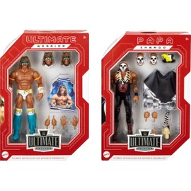 Mattel WWE Action Figure Ultimate Edition Ultimate Warrior vs Papa Shango 2-Pack Box Set with Accessories and swappable Heads