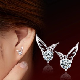 Unbranded Angel Wings Simulated Diamond Stud Earrings Jewelry Gifts For Women And Girls