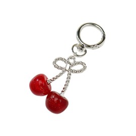 SIGZKK Glitter Bowknot Cherry Bag Purse Charms Keychain Accessories Decor for Handbag Tote Bag, Car Key Chains Cute Gifts for Women