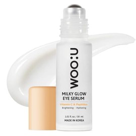 WOO:U Suero bajo los ojos con vitamina C y péptidos, cuidado de la piel coreano lechoso para hinchazón, ojeras y arrugas, probado por dermatólogos, an