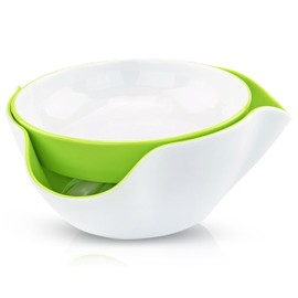 Southern Homewares Double Pedestal Serving Pistachio Bowl with Shell Storage – Green Interior, Ideal for Peanuts, Pistachios, Fruits, Candy, and Snacks