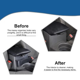 Bekantogy Center Console Storage Box Organizer Tray for Nissan Frontier 2016, ABS Armrest Front Organizer, Black