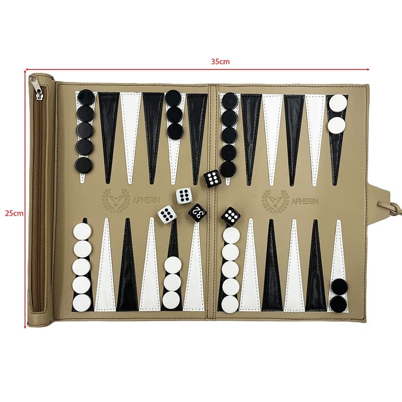 Apherin Rolling Travel Backgammon Chess Lady 3 in 1 -