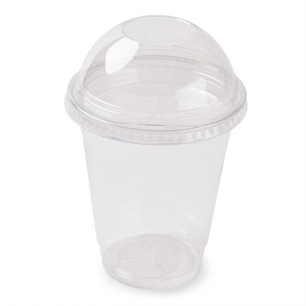 SafePro 100 Sets 24 oz Plastic CLEAR Cups with Dome Lids for Iced Coffee Bubble Boba Tea Smoothie
