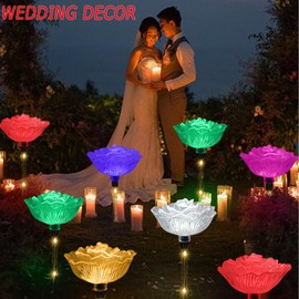 BeHiller Solar Garden Lights Outdoor Waterproof,Newest Set of 6PCS Multicolor Changing Bigger Rose Flowers Lights Yard Decor,Solar Pathway Lights for Mother's Day Xmas Housewarming Gifts Decorations