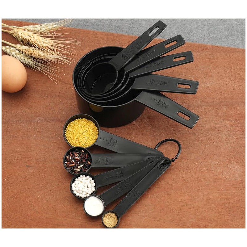 AKOAK Measuring Cups and Spoons Set of 10, Stackable Plastic