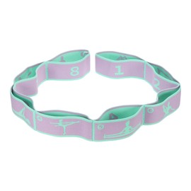 PATIKIL Exercise Bands, 33.5 Inch Yoga Stretching Strap Latin Elastic Bands for Physical Dance Stretch Pilates Resistance Bands for Working Out, Green/Purple