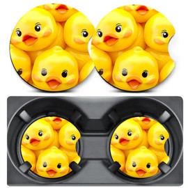 2 Pack Car Coasters for Cup Holders,Duck Pattern Cup Holder Coasters,2.75" Universal Size Anti Slip Rubber Mat,Cup Holder Decal Decor Accessories,Car Interior Decor,Duck Gifts for Women Men