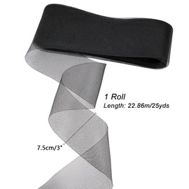 NBEADS 25 Yards Stiff Horsehair Braid, Horsehair Mesh Braid Trim About 7.5cm Wide Polyester Stiff Ribbons for Boning Sewing Wedding Dress Gowns Skirt Hat Accessories, Black