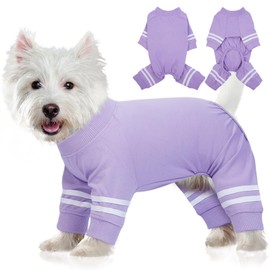 BRKURLEG Dog Pajamas Soft Material Stretchable Small Dogs Pajamas Onesie,4 Legs Onesie Pjs Clothes for Puppy and Cat, Dog Recovery Suit, Breathable Dog Jammies for Boys and Girls (Purple, XS)
