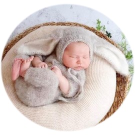 Zeroest Newborn Photography Props Baby Boys Girls First Picture Outfits Photoshoot Infant Photo Crochet Knitted Handmade Set (Grey-01)
