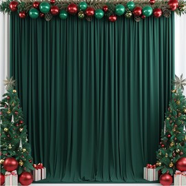 ESGOTBME 10x7ft Wrinkle Free Hunter Green Backdrop Curtain for Parties Soft Fabric Drapes Wedding Dark Green Curtain Backdrop for Birthday Party Background for Photography 5x7ft,2 Panels