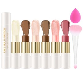 Kit de contorno de maquillaje de 8 piezas de resma (juego B) | Double-ended Design,Highlighter,Blush and Bronzer Stick,Lightweight,Easy to Sculpt,Matt