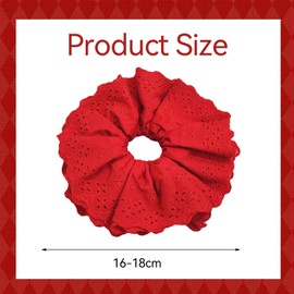 Red Scrunchie,Retro Elegant Lace Detailing Red Hair Accessories Ties,Oversized Stylish Elastic Soft Ponytail Double Layer Lace Hair Scrunchie,for Girls and Women Daily Wearing Attending Banquets