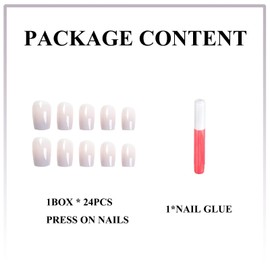 MERVF Square Press on Nails, 24pcs Glossy Acrylic False Nails with Design, Medium, ABS Material, Squoval, French Tip, Ombre, Full Well Tips, Glue on Nails for Women