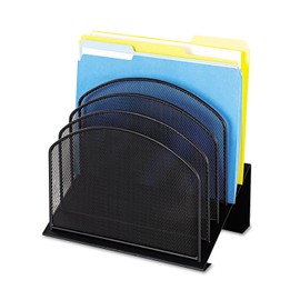 Organizador de escritorio de malla, secciones de cinco niveles, acero, 11 1/4 x 7 1/8 x 11 5/8, negro