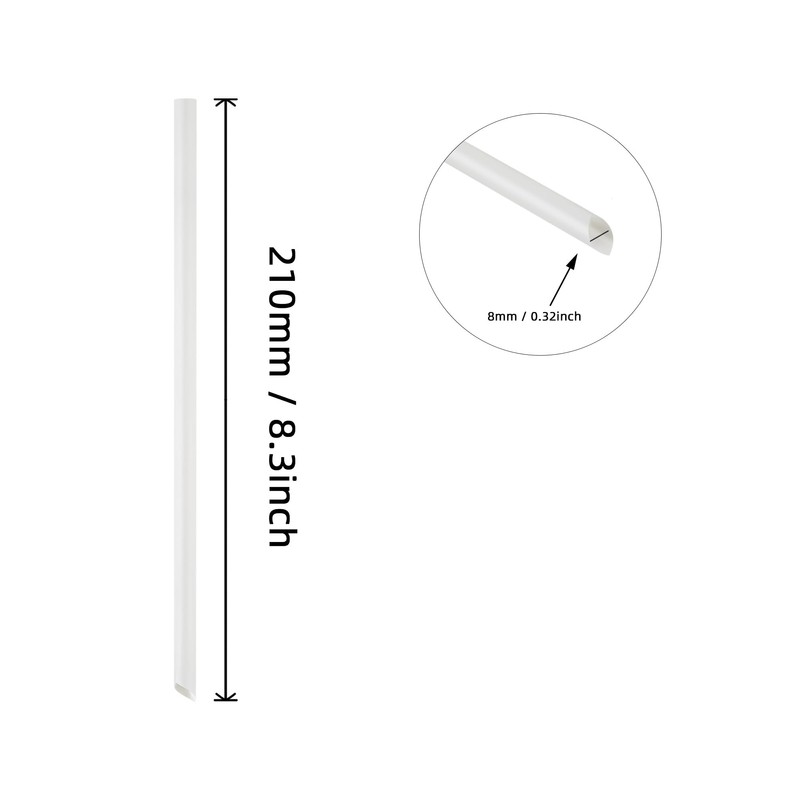 Biodegradable PLA Straws, 8.3" x 0.315", Pack of 200/100, both