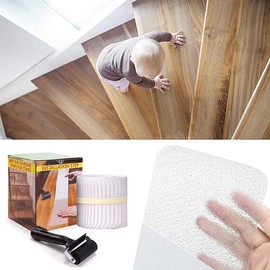 Anti-Slip Tape for Stairs, Anti-slip, Anti-slip, 3.9 x 23.6 inches (10 x 60 cm), Indoor Bathtub, Removable, Transparent, Pet Dog, Stair Mat, Rubber, PEVA, Waterproof (Includes 15 Transparent Rollers)