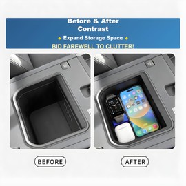 DKMHA Center Console Cool Box Organizer Insert Tray for Toyota Land Cruiser Prado 250 & Lexus GX 550 2024–2025 – Black ABS Armrest Storage Box Accessory (Only Fits Cool Box)