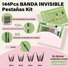 Kit De Extensiones De Pestañas Pixie Raíces Invisibles 10-16 Espesor 0.07 mm Largo 1.6 cm Tipo de curvatura D