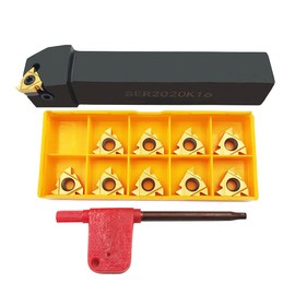 ASZLBYM 3/4" Lathe Tool Threading Insert Turning Tool Holder SER2020K16 with Indexable Threading Turning Insert 16ER AG60 Cutting Insert Blade