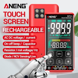Mingzhe Multímetro Digital inteligente con pantalla táctil 621A, 9999 recuentos, rango automático, recargable, portátil, NCV, medidor Universal,...   