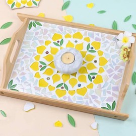 Youway Style Green Leaf Mosaic Tiles for Crafts Bulk,200g Petal Mosaic Glass Pieces,Flower Glass Tiles for DIY Garden Craft Supplies