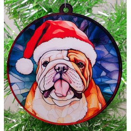 Generic Santa Hat Bulldog Christmas Ornament