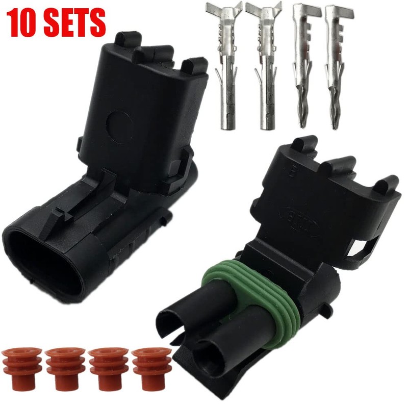 10 Pack 14-16 AWG Gauge 2 Pin Position Terminal Weather